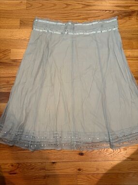 H&M Light Gray Sequin Trim Skater Skirt
